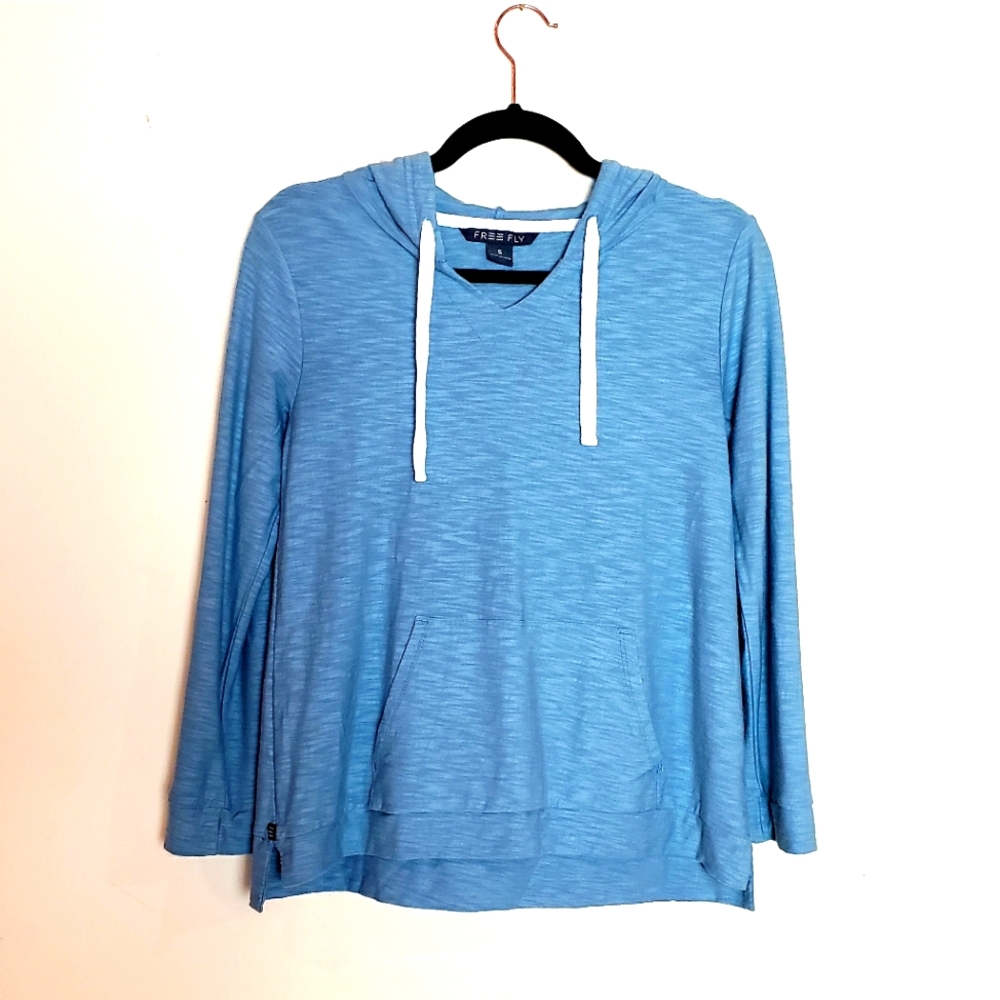NWOT Free Fly Women's Bamboo Outdoors Pullover Thin Hoodie Light Blue